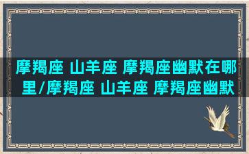 摩羯座 山羊座 摩羯座幽默在哪里/摩羯座 山羊座 摩羯座幽默在哪里-我的网站